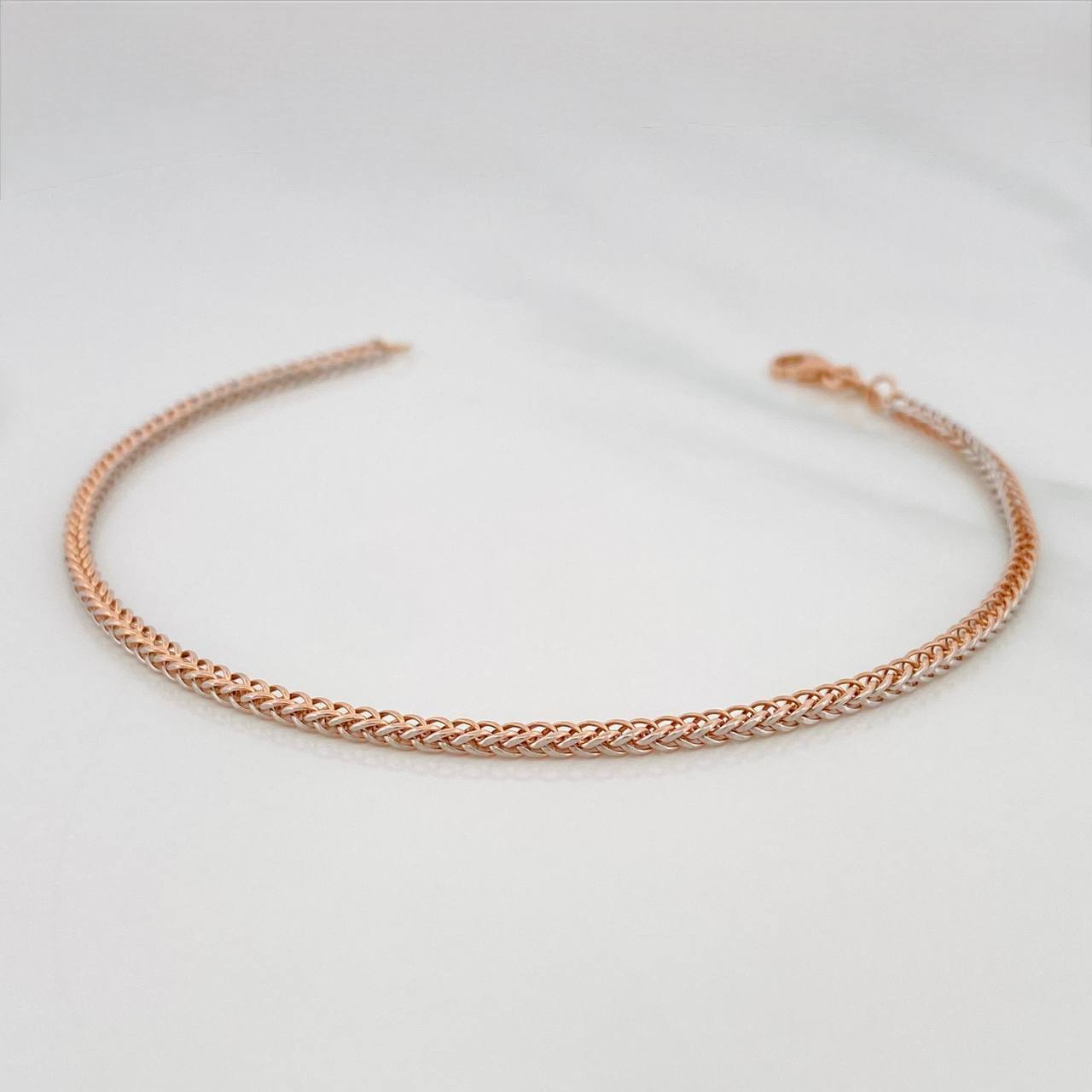 Pulso Franco 2g / 20cm / 1.85mm Dos Oros Blanco Rosa 18K