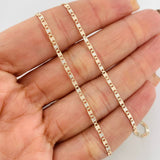 Cadena Escalera Plana Diamantada 3.7g / 60cm / 1.74mm Tres Oros 18K