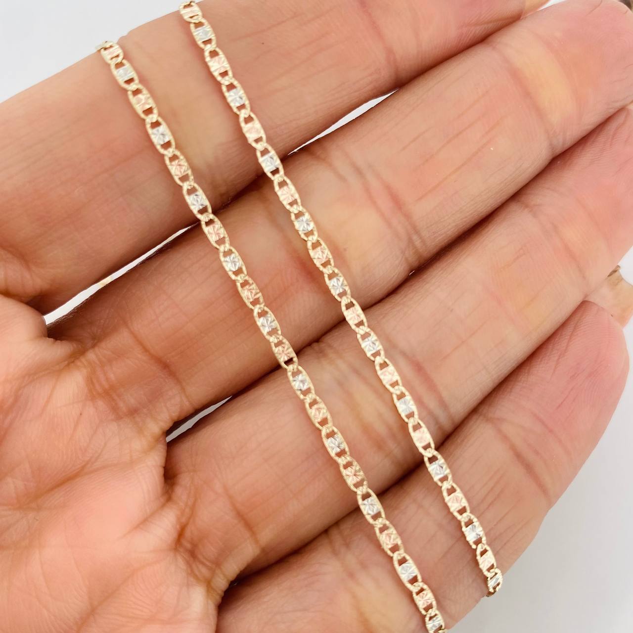 Cadena Escalera Plana Diamantada 3.75g / 60cm / 1.8mm Tres Oros 18K