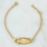 Pulso Bebé Aro Seguido 1.4gr / 12cm-13.5cm / Placa Nube Bordeada Ángel Oro Amarillo 18K