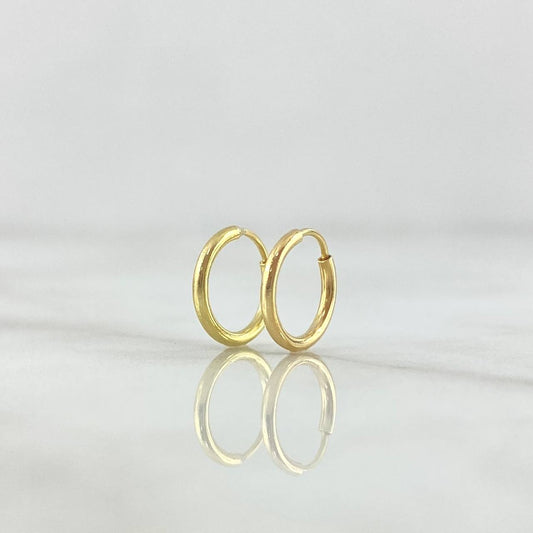 Candongas Mini Aro 0.4gr / 9mm Liso Oro Amarillo 18K *