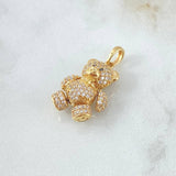 Dije Oso Corazón 4.4gr / 2.5cm / Circones Blancos - Fucias - Ojos Negros Oro Amarillo 18K