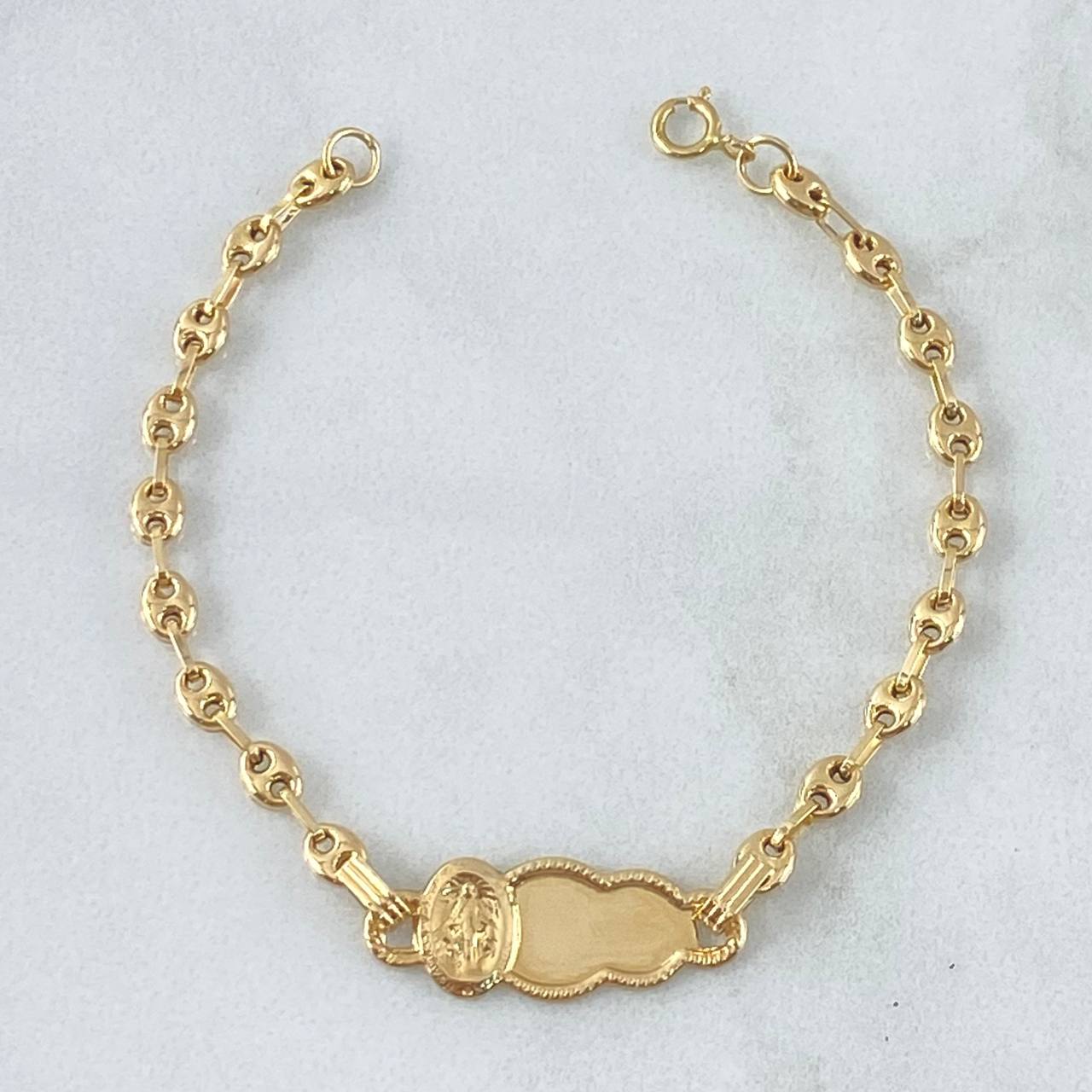 Pulso GC 2gr / 14cm / 3mm Placa Nube Virgen Milagrosa Oro Amarillo 18K