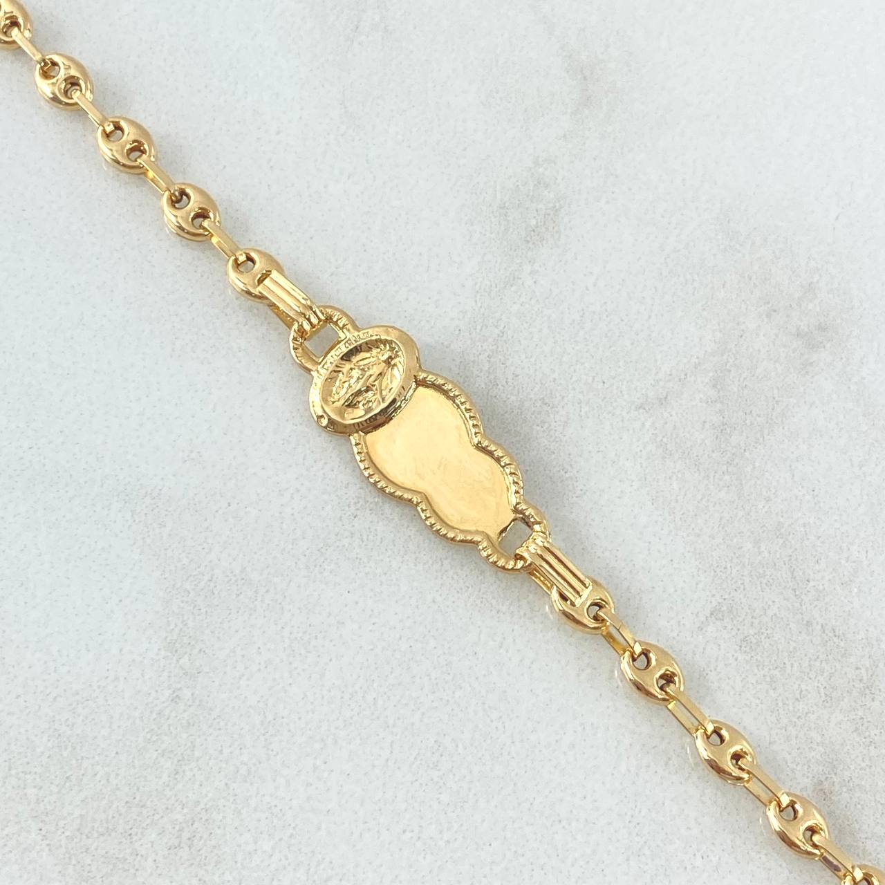 Pulso GC 2gr / 14cm / 3mm Placa Nube Virgen Milagrosa Oro Amarillo 18K