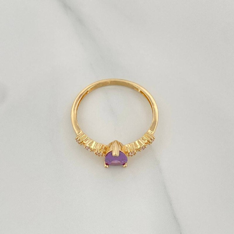 Anillo Solitario Gota 2.15 g / T7 Oro Amarillo 18K