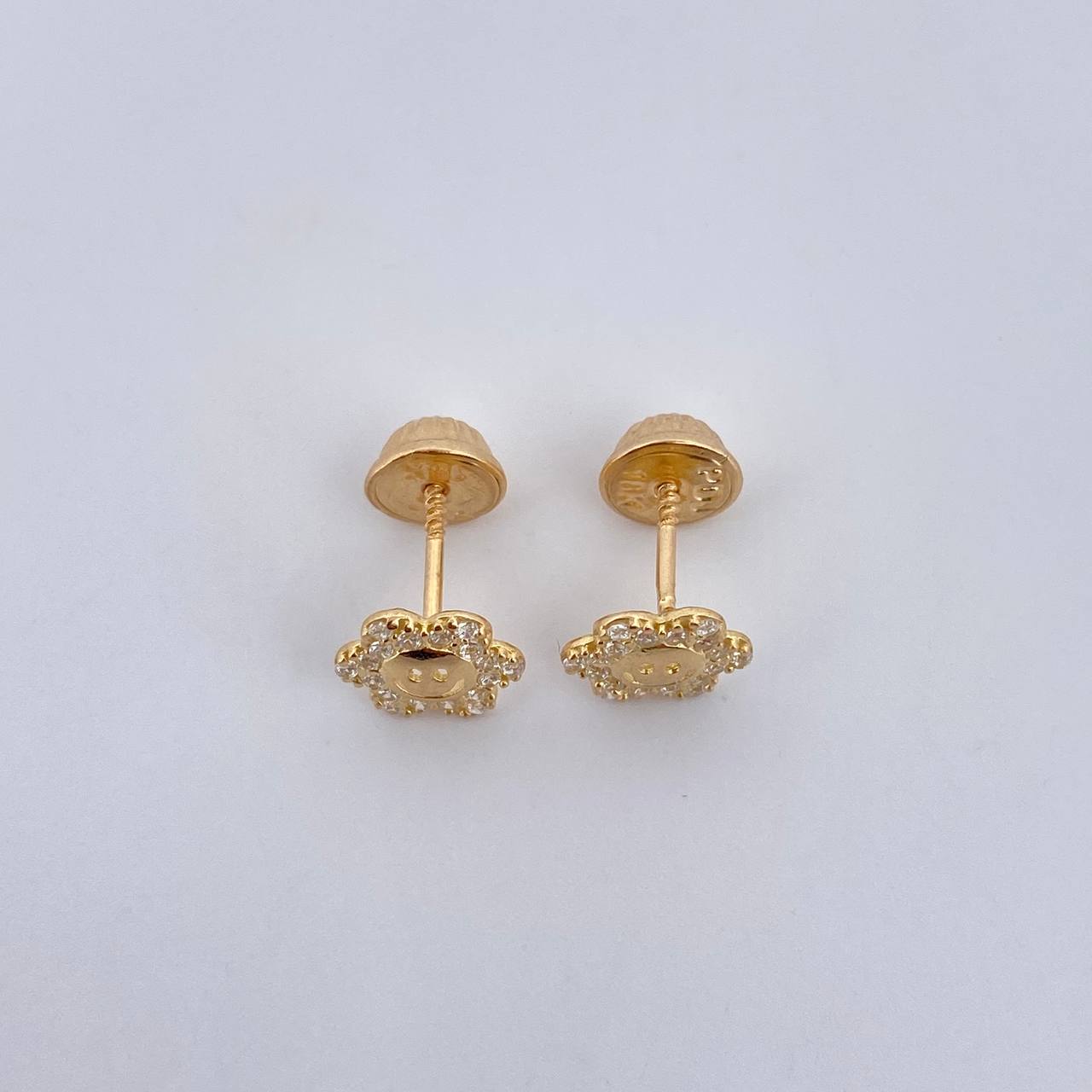 Topos Flor Carita Feliz 0.9gr / Circones Fucsias Oro Amarillo 18K &
