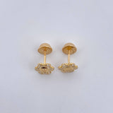 Topos Flor Carita Feliz 0.9gr / Circones Fucsias Oro Amarillo 18K &