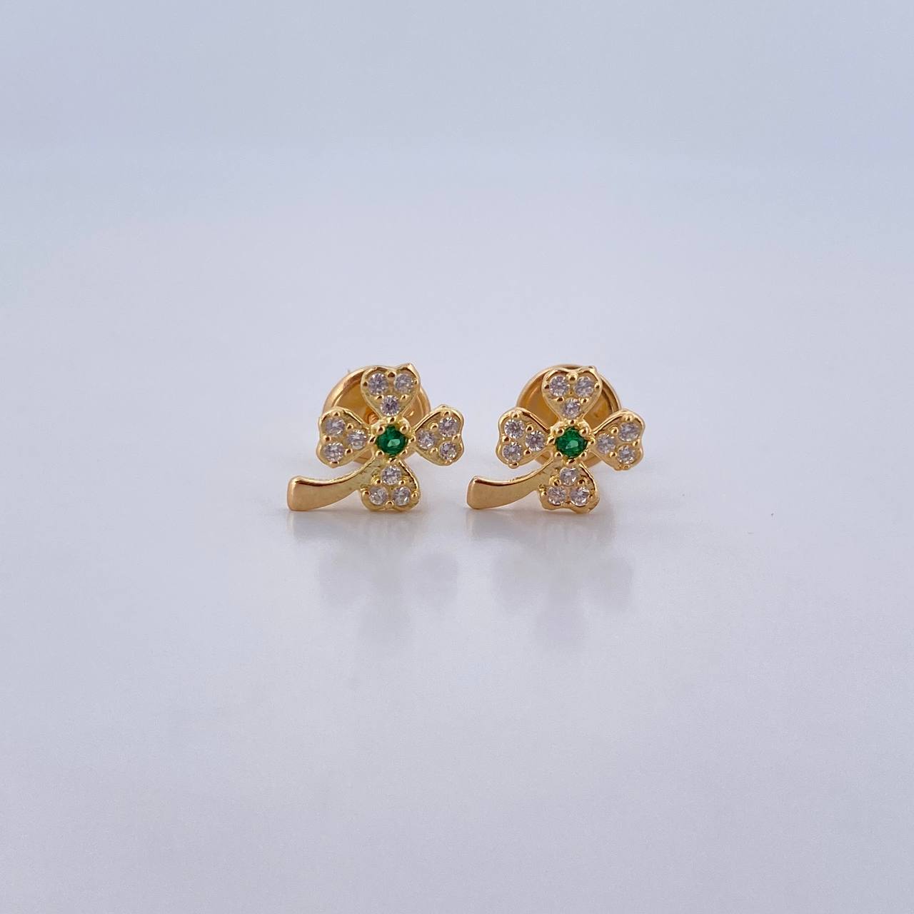 Topos Trebol 0.9gr / Circones Blancos Verde Oro Amarillo 18K &