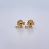 Topos Trebol 0.9gr / Circones Blancos Verde Oro Amarillo 18K &