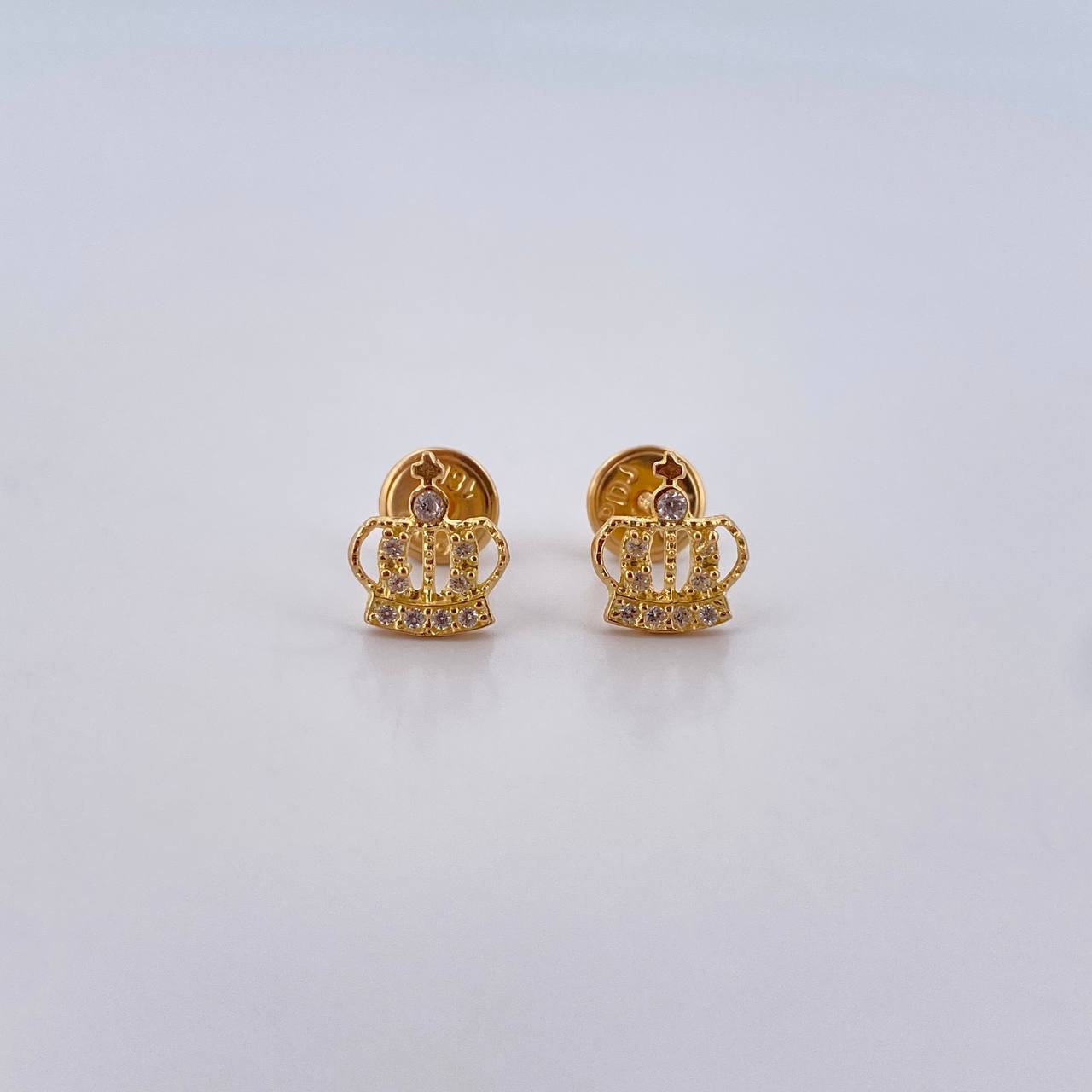 Topos Corona Real 0.85gr / Circones Blancos Oro Amarillo 18K &