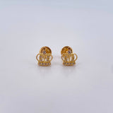 Topos Corona Real 0.85gr / Circones Blancos Oro Amarillo 18K &