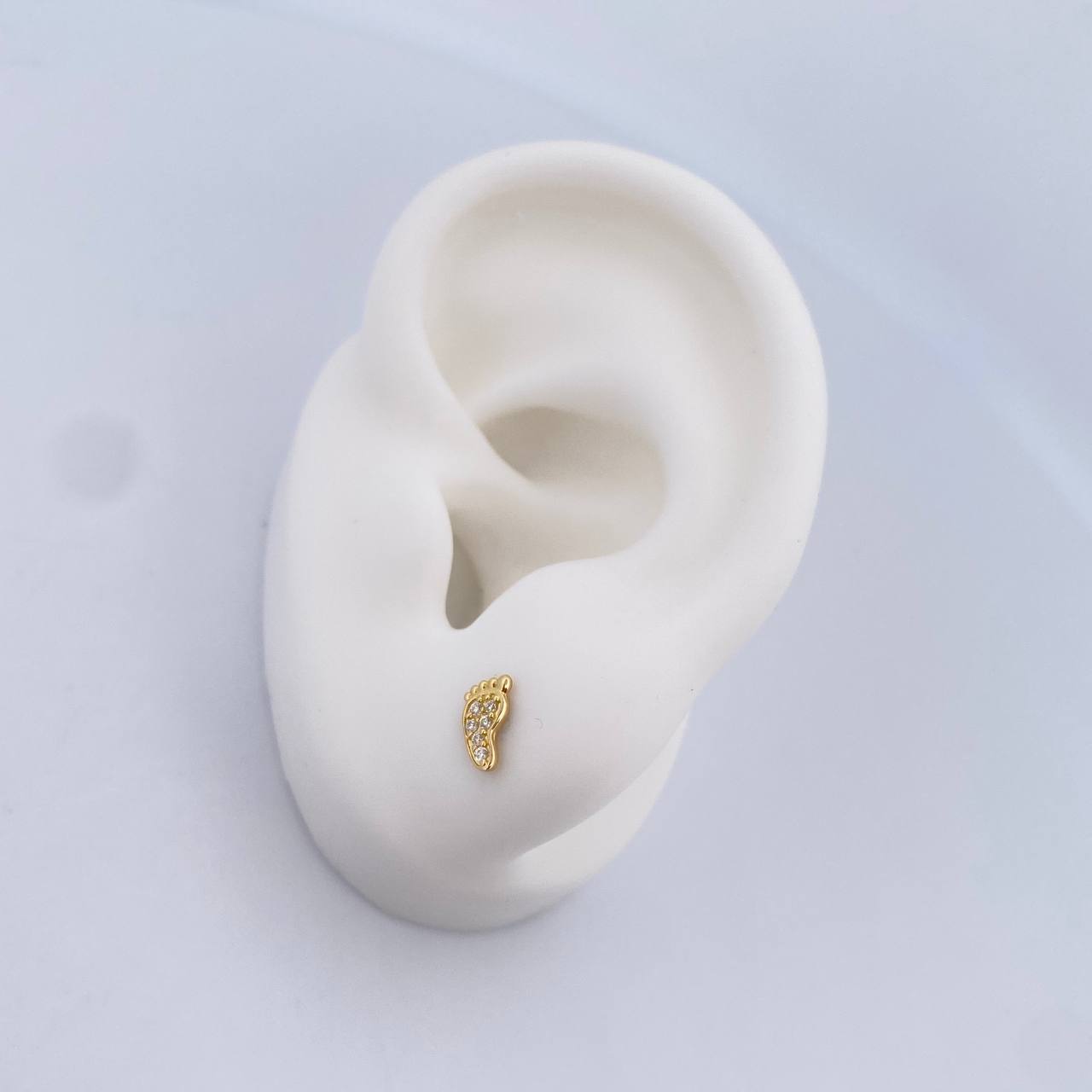 Topos Pies 0.65gr / Circones Blancos Oro Amarillo 18K &