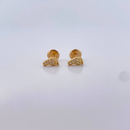 Topos Pies 0.7gr / Circones Blancos Oro Amarillo 18K &
