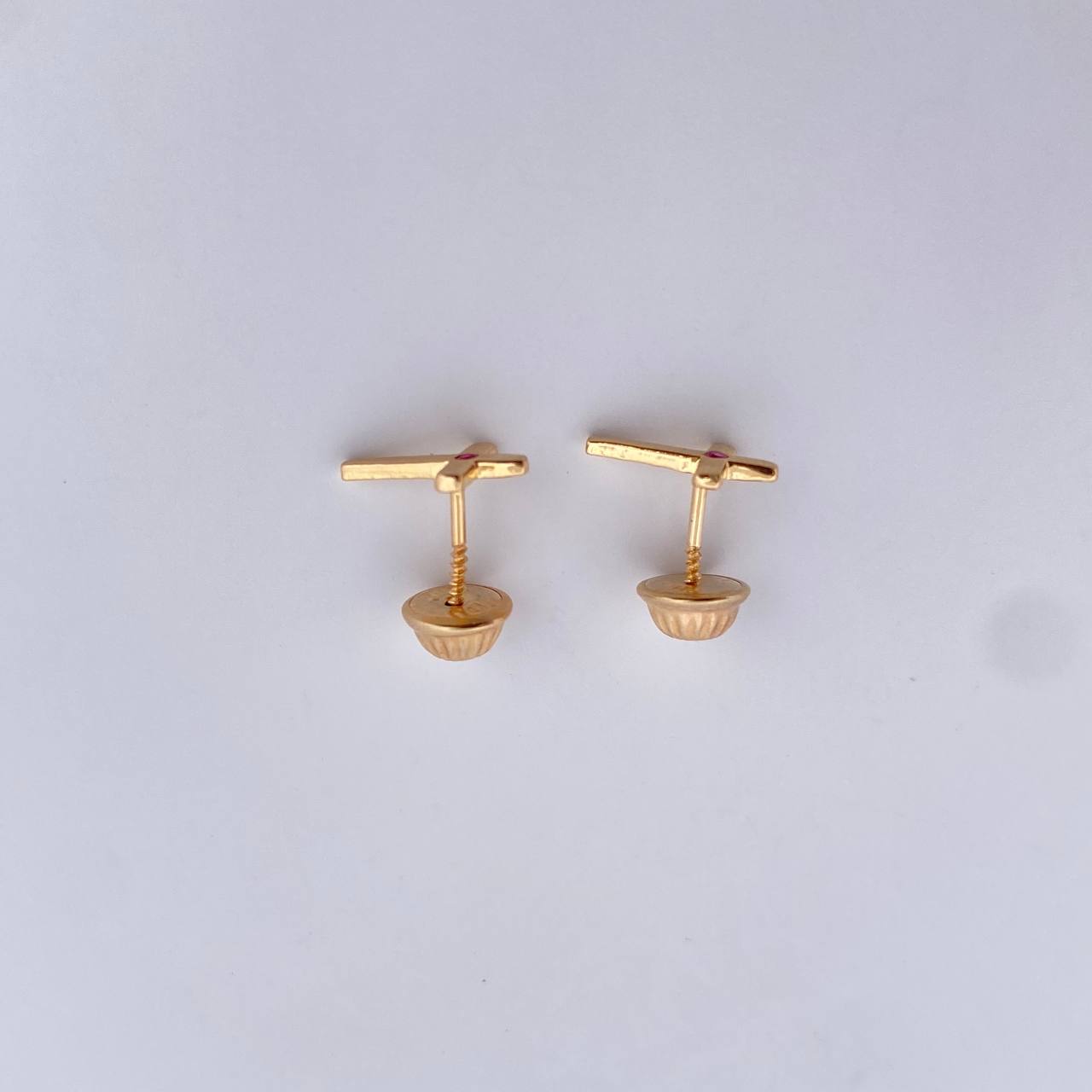 Topos Cruz 0.7gr / Circon Fucsia Oro Amarillo 18K &