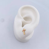 Topos Cruz 0.7gr / Circon Fucsia Oro Amarillo 18K &