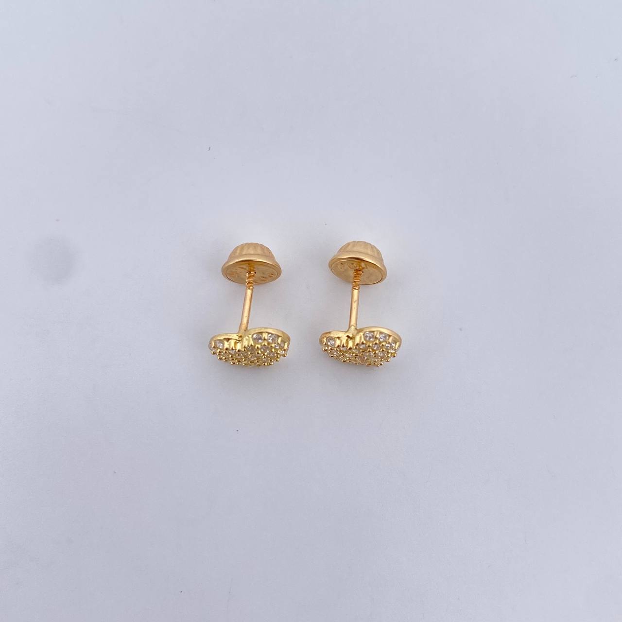 Topos Corazon Tupido 1gr / Circones Blancos Oro Amarillo 18K &