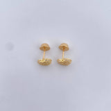 Topos Corazon Tupido 1gr / Circones Blancos Oro Amarillo 18K &