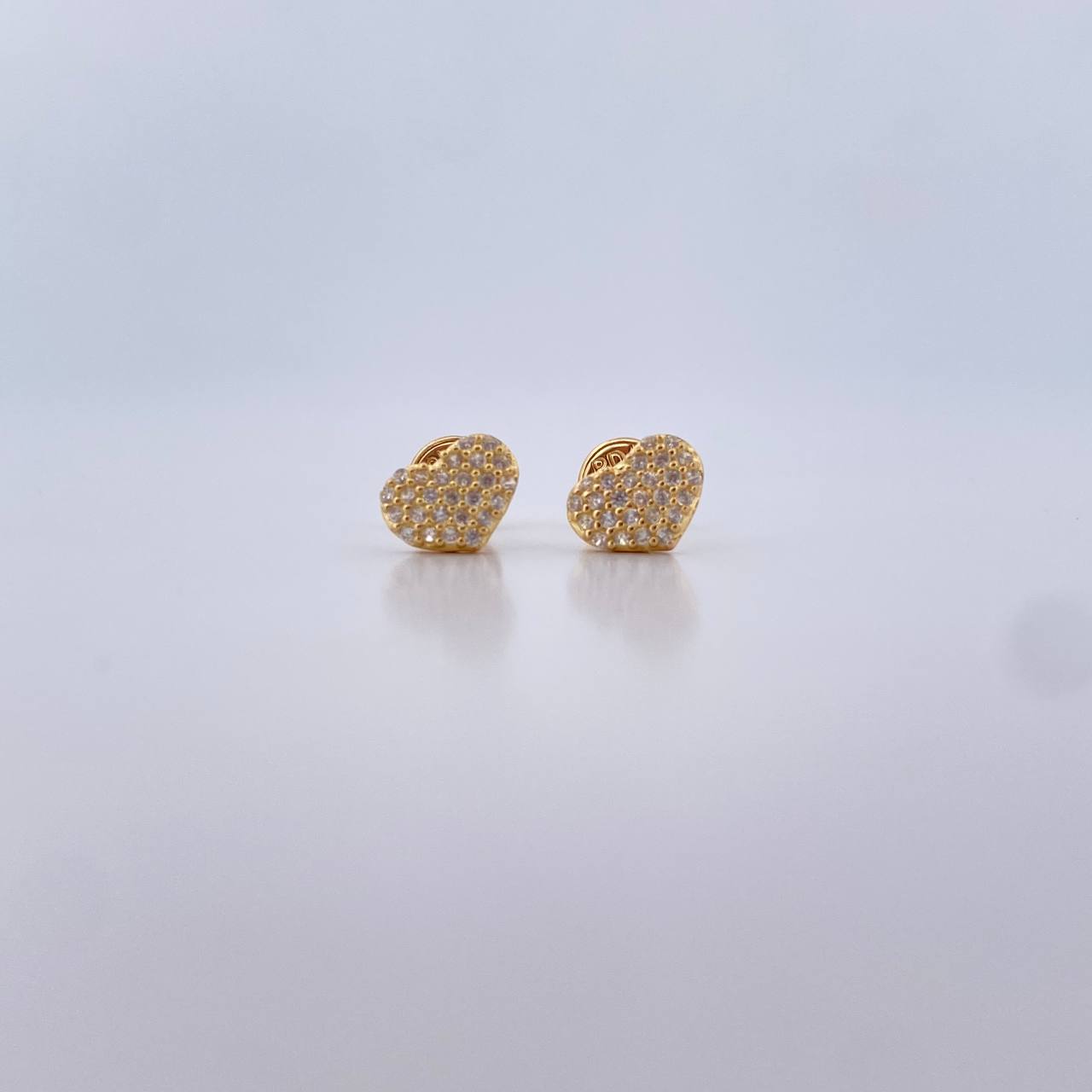 Topos Corazon Tupido 1gr / Circones Blancos Oro Amarillo 18K &