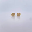 Topos Corazon Tupido 1gr / Circones Blancos Oro Amarillo 18K &