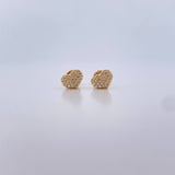Topos Corazon Tupido 1gr / Circones Blancos Oro Amarillo 18K &