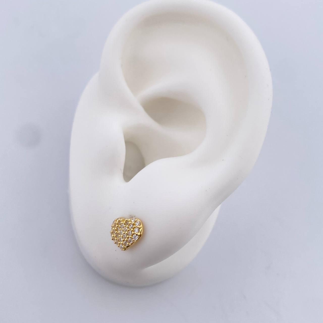 Topos Corazon Tupido 1gr / Circones Blancos Oro Amarillo 18K &