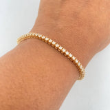 Pulso Tennis 10.9gr / 17.5cm / 2.5mm Circones Blancos Oro Amarillo 18K &