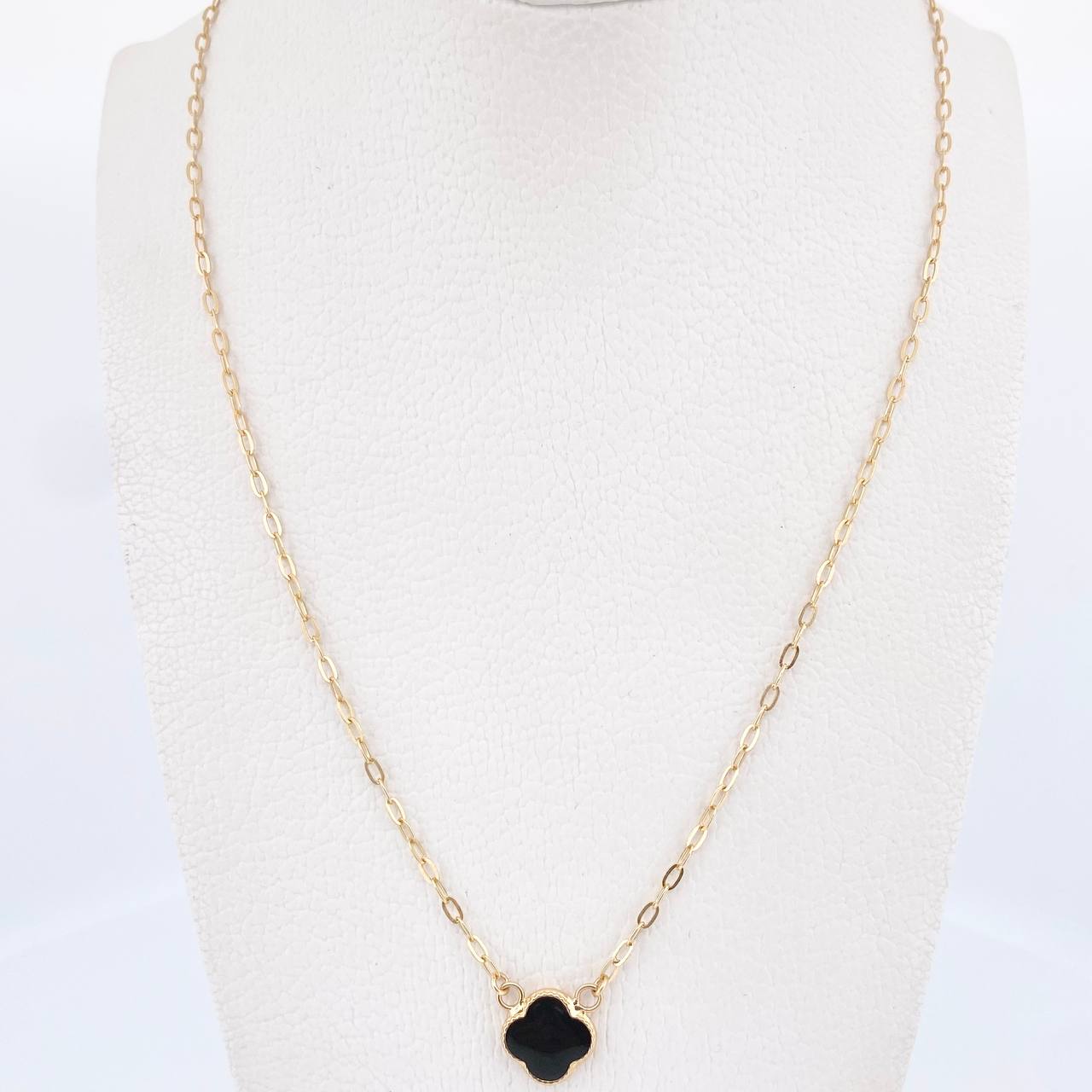 Cadena Aro Seguido Trebol 2.9gr / Electro Estatico Negro Blanco Oro Amarillo 18K &
