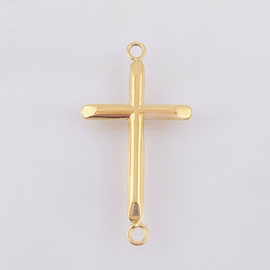 Herraje Cruz Lisa 0.8gr / 3cm / 2.4mm Oro Amarillo 18K