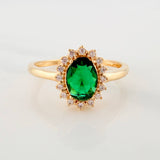 Anillo Halo Ovalado 2.4 g / T7 1/4 Oro Amarillo 18K