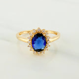 Anillo Halo Ovalado 2.2 g / T6 3/4 Oro Amarillo 18K
