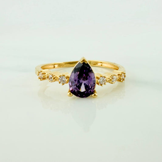 Anillo Halo Gota 2.2 g / T7 1/4 Oro Amarillo 18K