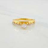 Anillo Solitario Carril Corazones 2.3 g / T6 1/2 Dos Oros Amarillo Blanco 18K