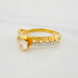 Anillo Solitario Carril Corazones 2.3 g / T6 1/2 Dos Oros Amarillo Blanco 18K