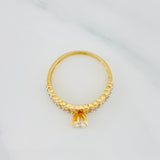 Anillo Solitario Carril Corazones 2.3 g / T6 1/2 Dos Oros Amarillo Blanco 18K