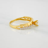 Anillo Solitario Carril Corazones 2.3 g / T6 1/2 Dos Oros Amarillo Blanco 18K