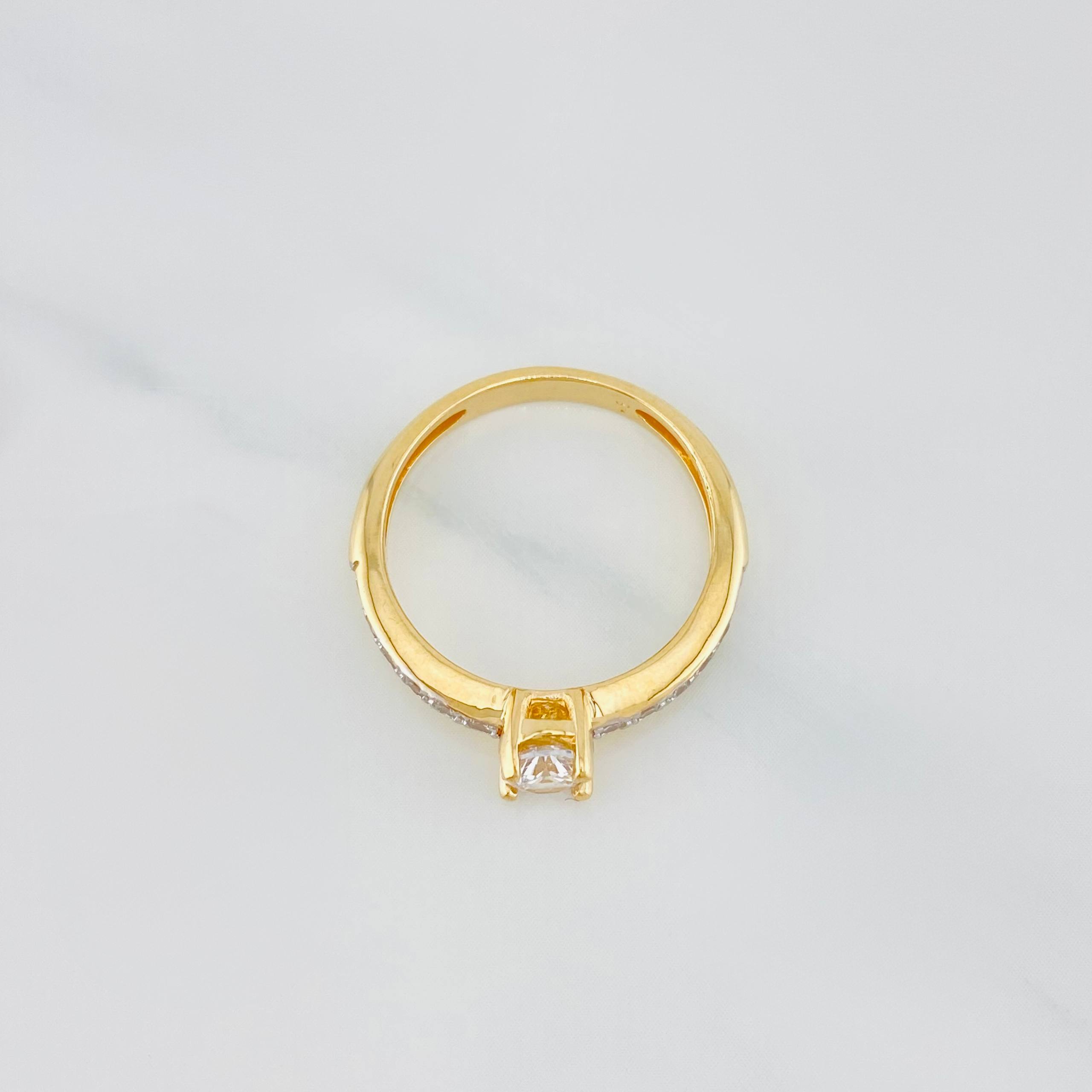 Anillo Solitario Churumbela 3 g / T7 Dos Oros Amarillo Blanco  18K