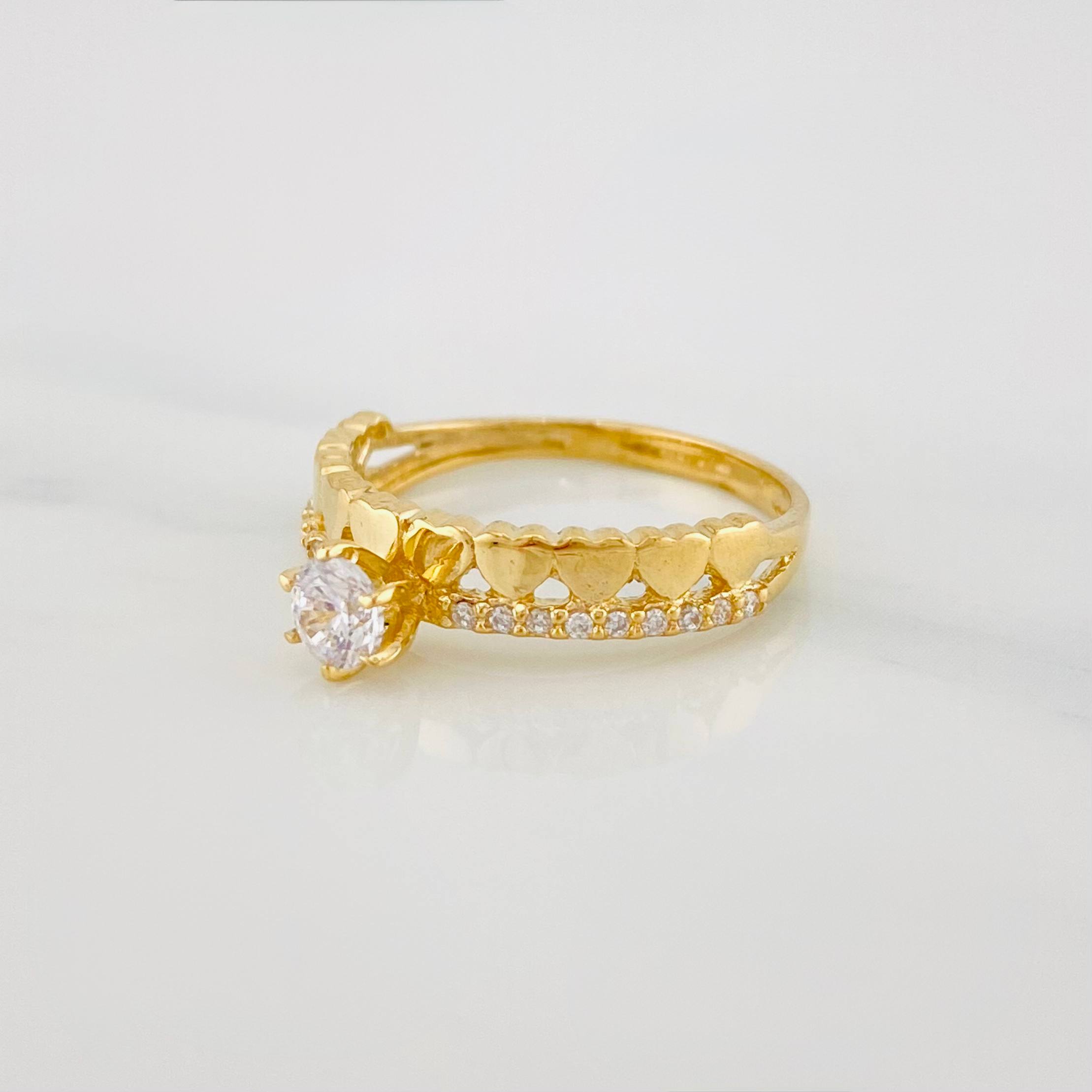 Anillo Solitario Carril Corazones 2.25 g / T6 1/4 Oro Amarillo 18K
