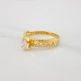 Anillo Solitario Carril Corazones 2.25 g / T6 1/4 Oro Amarillo 18K