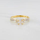 Anillo Solitario 2.05 g / T7 1/4 Dos Oros Amarillo Blanco 18K