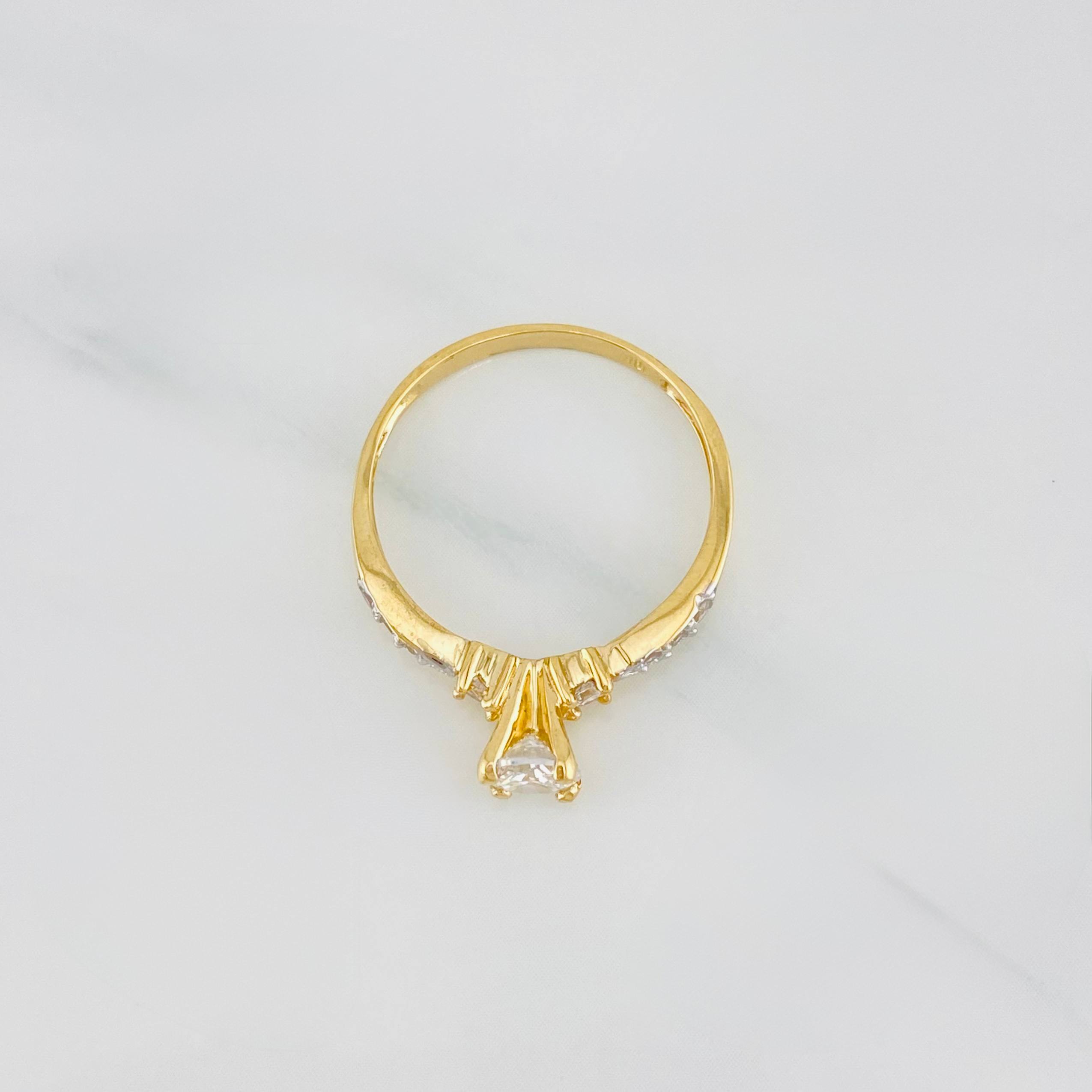 Anillo Solitario 2.05 g / T7 1/4 Dos Oros Amarillo Blanco 18K
