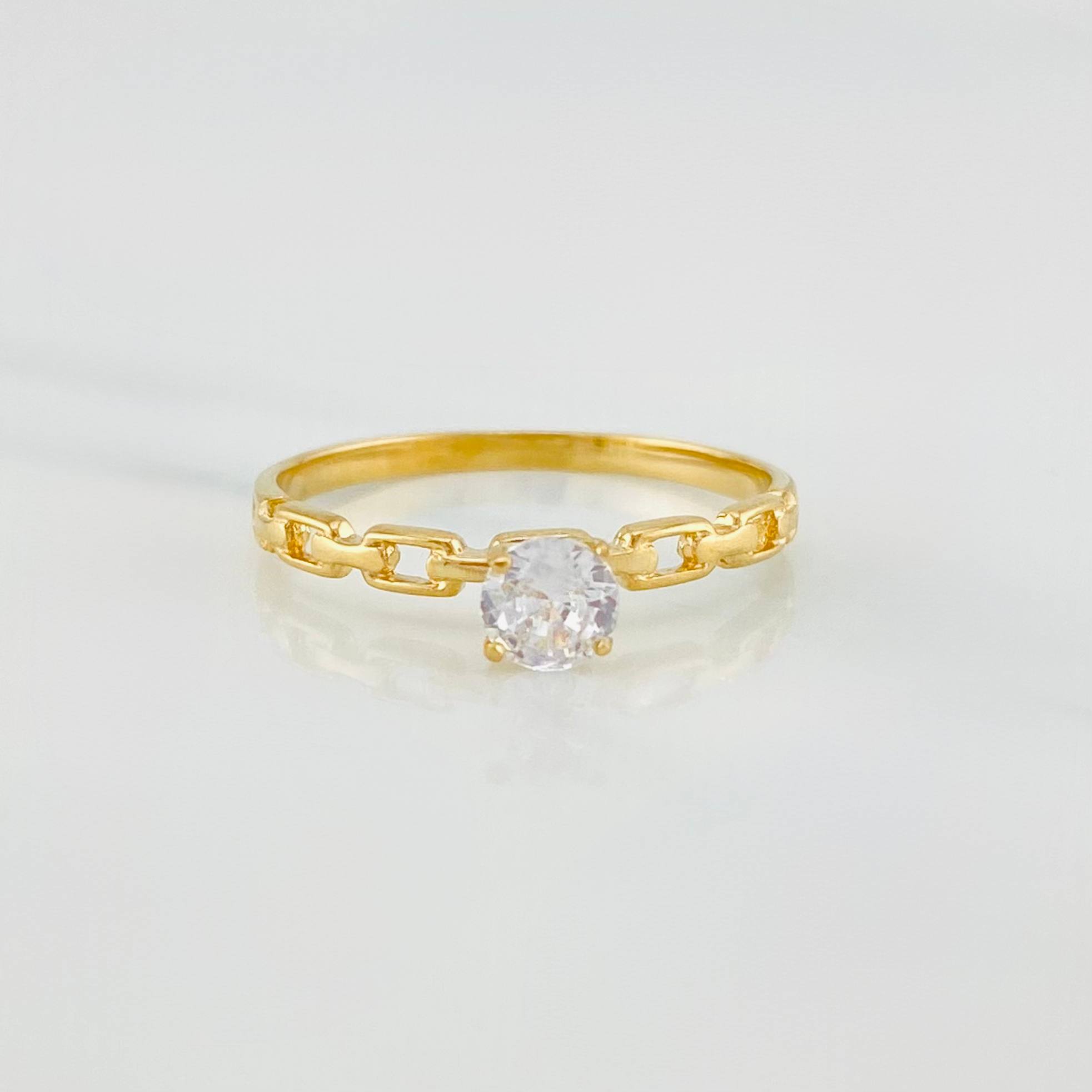 Anillo Solitario Eslabon 1.5 g / T7 1/4 Oro Amarillo 18K