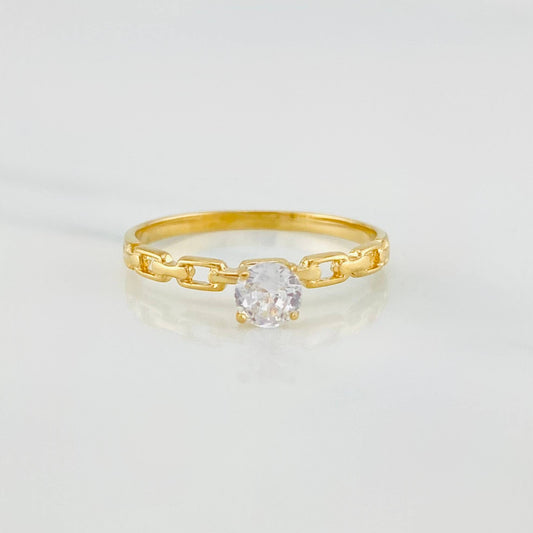 Anillo Solitario Eslabon 1.5 g / T7 1/4 Oro Amarillo 18K