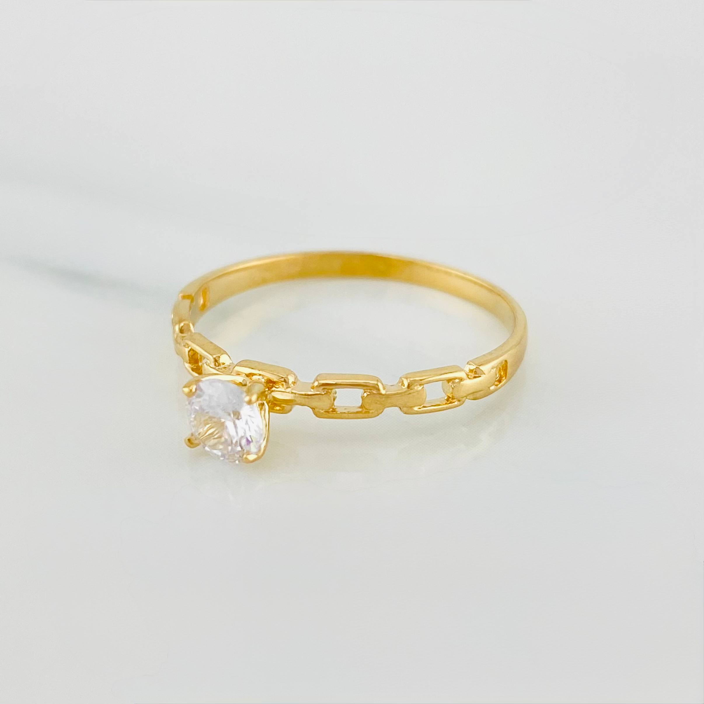 Anillo Solitario Eslabon 1.5 g / T7 1/4 Oro Amarillo 18K