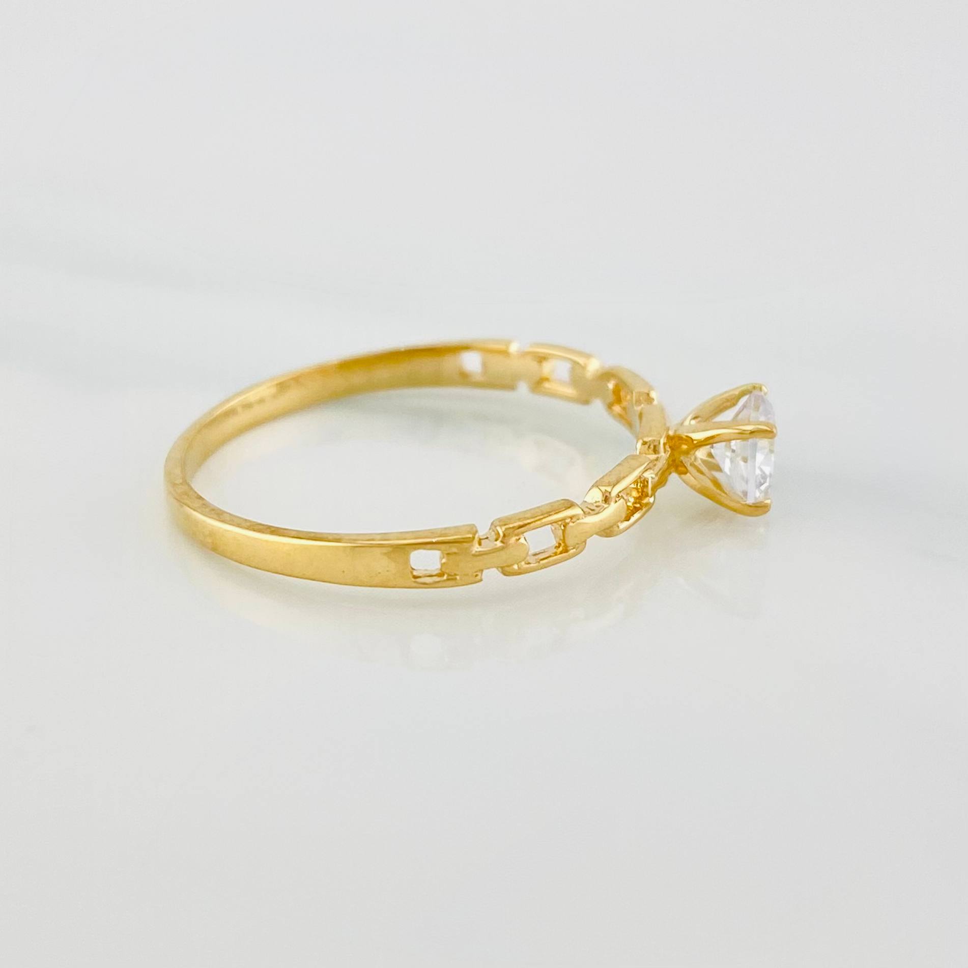 Anillo Solitario Eslabon 1.5 g / T7 1/4 Oro Amarillo 18K
