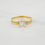 Anillo Solitario Churumbela 1.95 g / T6 Dos Oros Amarillo Blanco 18K