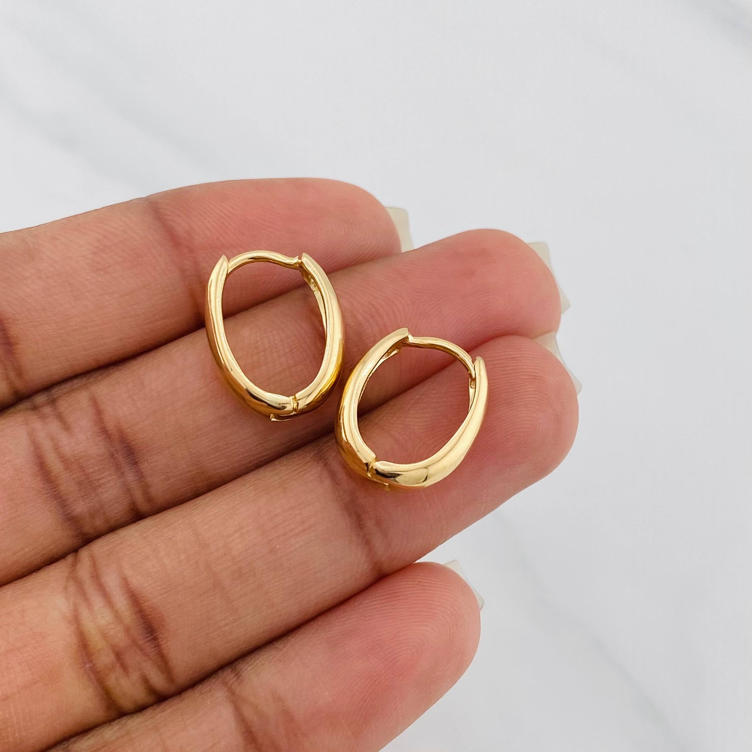 Candongas Ovaladas 3.45 g / 1.7 cm Oro Amarillo 18K