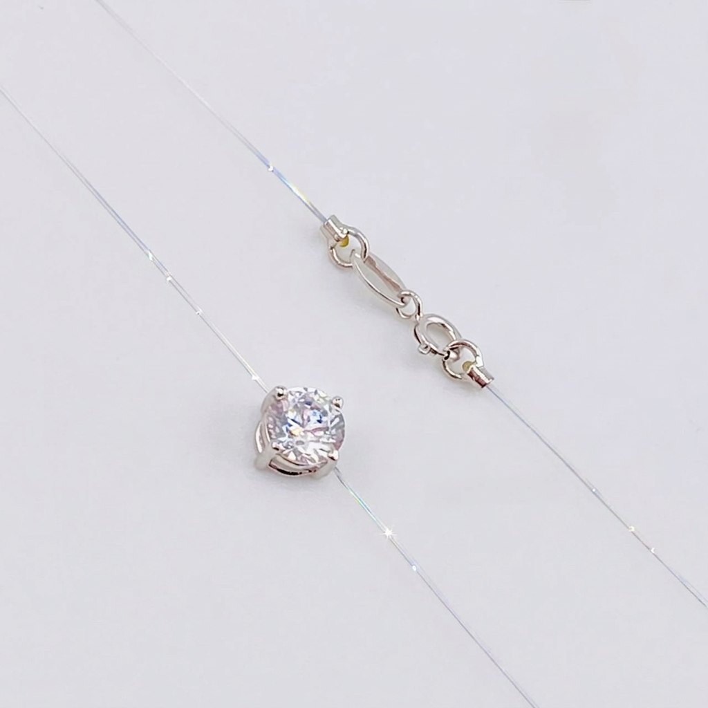 Cadena Choker Chispa Circón 0.8g / 40cm / 5mm Oro Blanco 18K