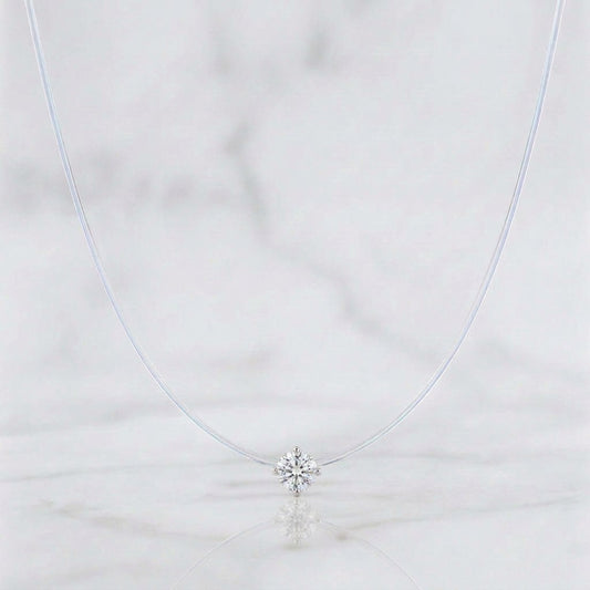 Cadena Choker Chispa Circón 0.8g / 40cm / 5mm Oro Blanco 18K