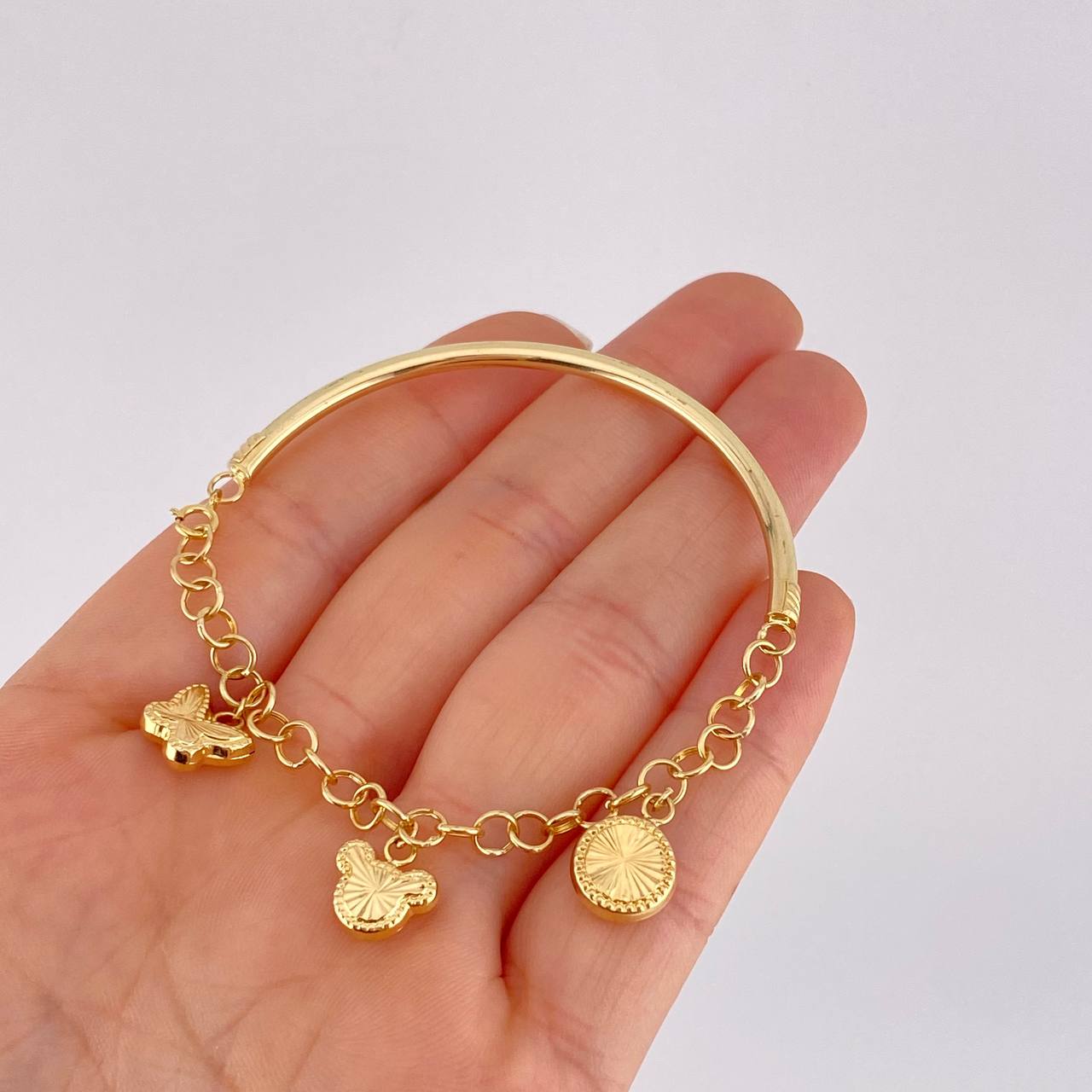 Pulso Charms Diamantados 4.15g / 15cm / 2.75mm Oro Amarillo 18K