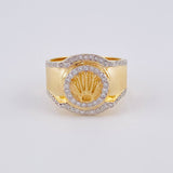 Anillo Cinturón Bordeado Corona 6.2 g / T10 1/4 Dos Oros Amarillo Blanco 18K